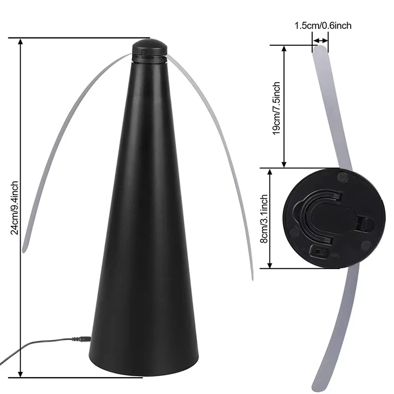 USB-Kabel/Trockenbatterie Outdoor Multifunktionaler Fliegenschutz 360 ° Rotations-Ventilator für Lebensmittel, Camping, BBQ, gegen Mücken und Fruchtfliegen – Detail 2