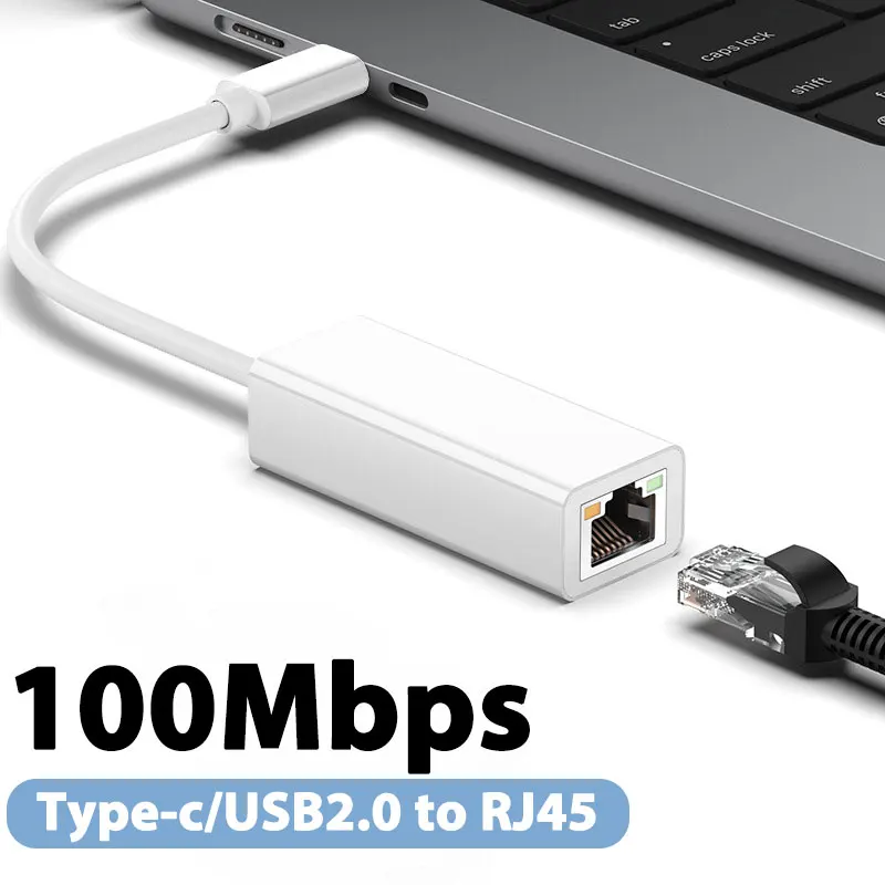 

Adaptateur Ethernet USB Type C 100Mbps,RJ45 USB 2.0 pour MacBook PC Windows XP 7 câble Internet Lan USB Android connector