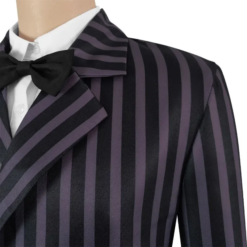 Costume de Cosplay de Gomez Addams pour Homme, Tenue de Carnaval d'Halloween, Manteau, Chemise et Pantalon Imbibés, Uniforme de ixAA, Nouveau mercredi 2025