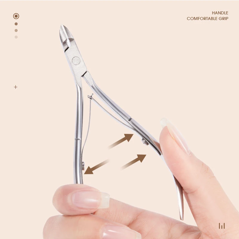 กรรไกรตัดหนังกำพร้าสแตนเลสแบบสองหัว ชุดคีมตัดหนังกำพร้าและตัดเล็บ พร้อมที่ดันหนังกำพร้า