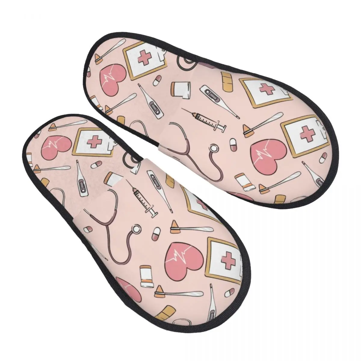 Custom Funny Nurse House Slippers Women Soft Memory Foam Nursing Slip On Bedroom Slipper Shoes