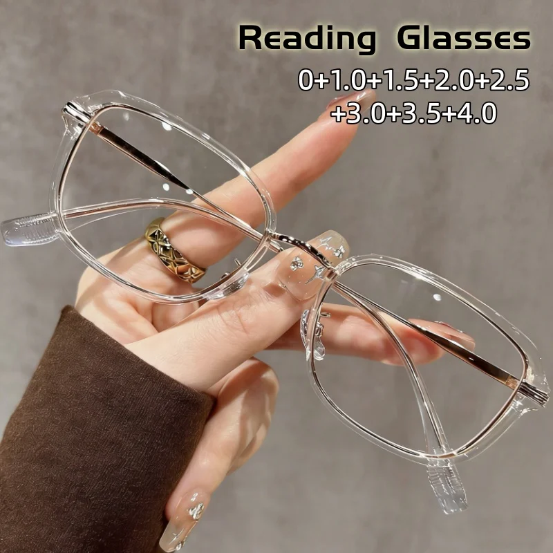 

High-definition Anti-blue Light Cat-eye Ultra-light Presbyopia Glasses Trendy IND Style Street Photography Eyewear 0 To +4.0