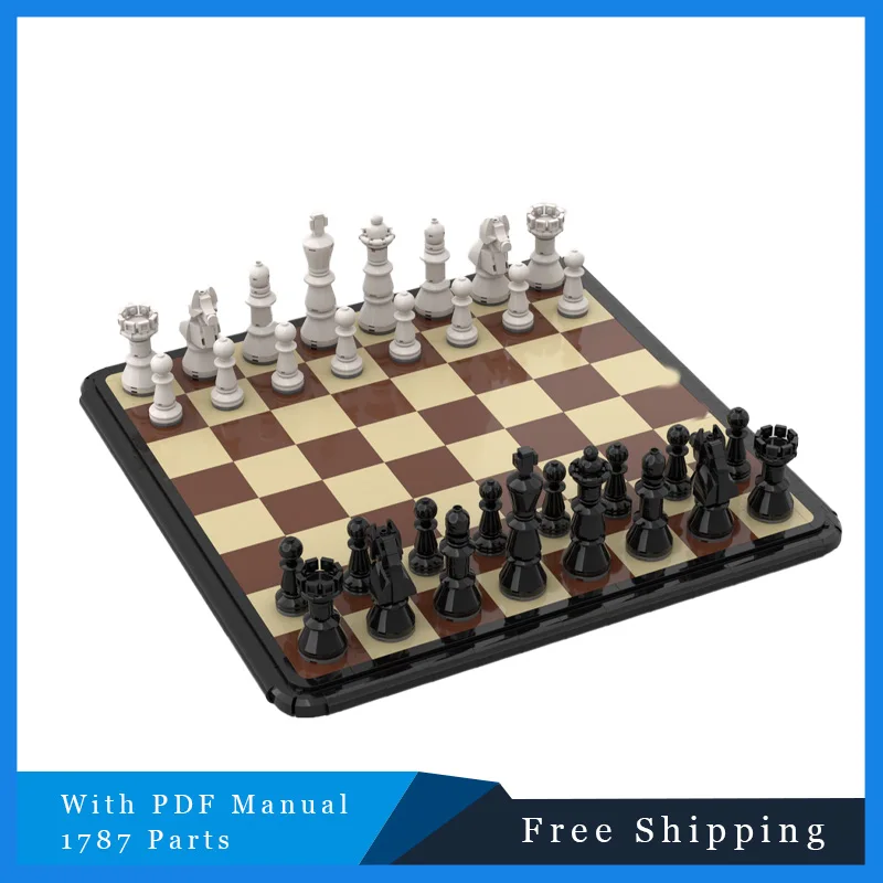 

1787 шт. MOC креативные строительные блоки, черно-белая игровая модель шахматной доски, детская сборная игрушка для мальчиков, подарки на Рождество и день рождения