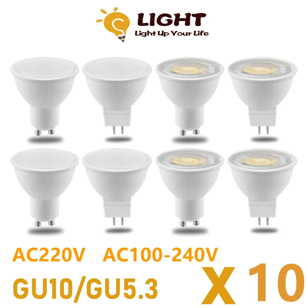 

LED energy-saving spotlight GU10 MR16 GU5.3 AC100-240V AC220V non-strobe warm white light 3W-8W can replace 30W 50W halogen lamp