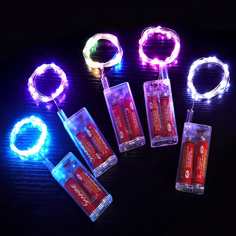 Stringa luminosa a LED a due sezioni con scatola batteria con lampadina in filo di rame per la stella della decorazione natalizia