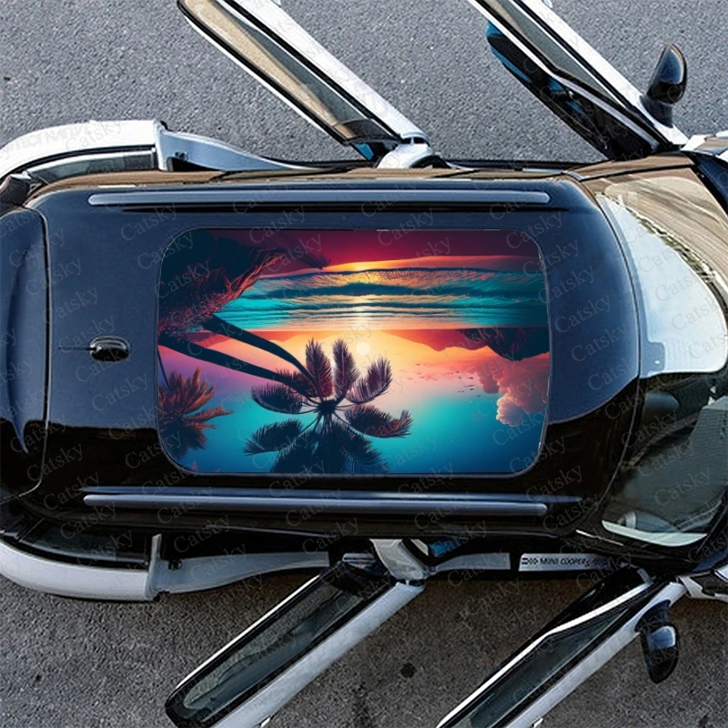 beach palm trees Car sticker decal roof sunroof decorative sticker vinyl film itache universal SUV car sticker decal view 4
