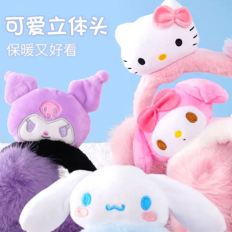 

Hello Kitty Cinnamoroll Anime Kawaii Sanrio Ins Cute Kuromi Children Winter Warm Earmuffs Folding Ear Warmer Baby Gifts Toys