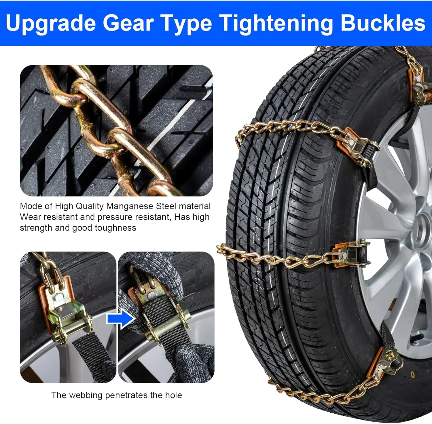 Car tires Anti-Slip belt Snow Safety Car necklaces Fit Universal Snow Chainers For Car 8Pcs Ninonly Snow Chakins