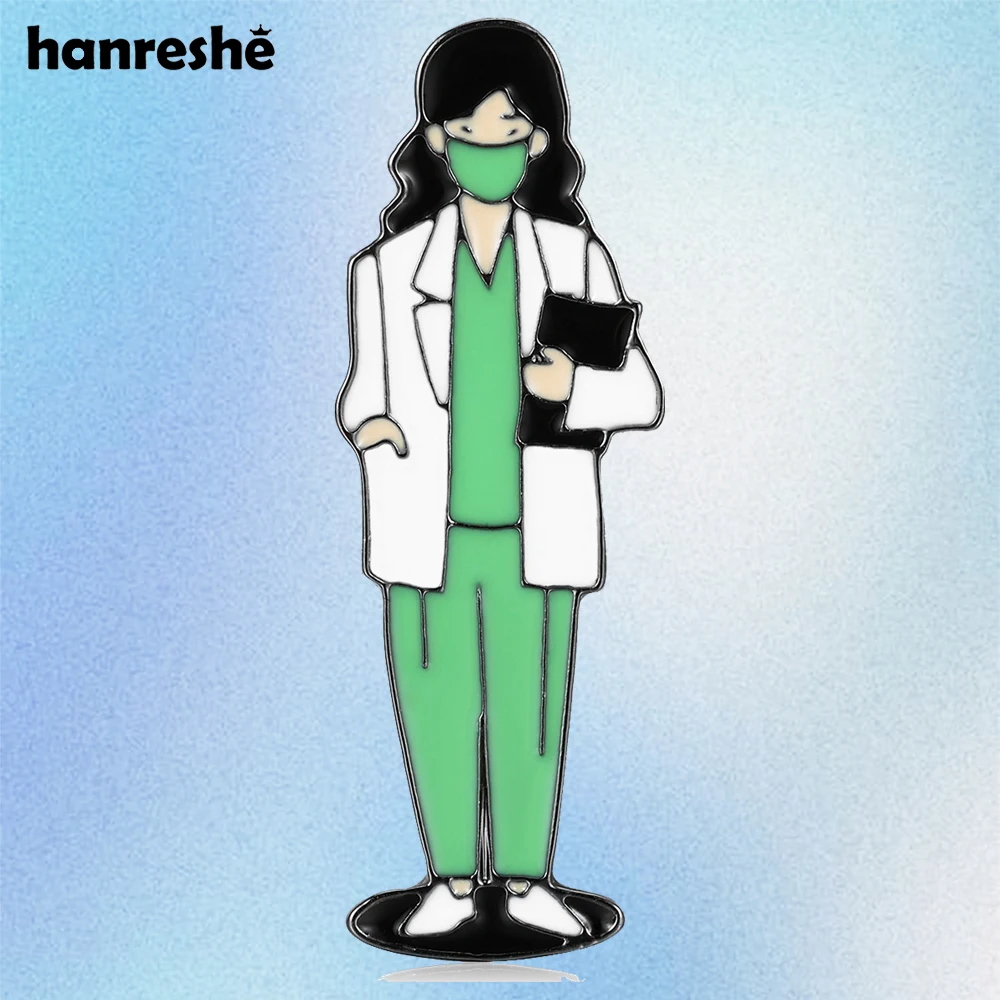 Hanreshe laboratório cientista menina esmalte pino médico enfermeira broche legal ciência médica laboratório jóias mochila lapela crachá
