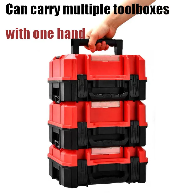 Imagem -04 - Empilhável Plástico Tool Box Vazio Grande Capacidade Tool Box à Prova de Choque e Impermeável Toolbox Home Tool Storage Box Organizer