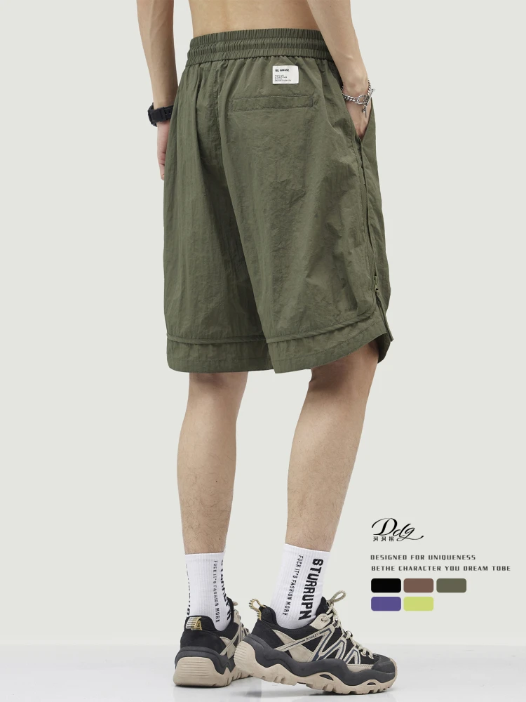 

Ice Silk Breathable Casual orts Men's Summer Thin Qui Dry Fitn Five-Quarter Beach Pants Loose Fit Youth Active Wear