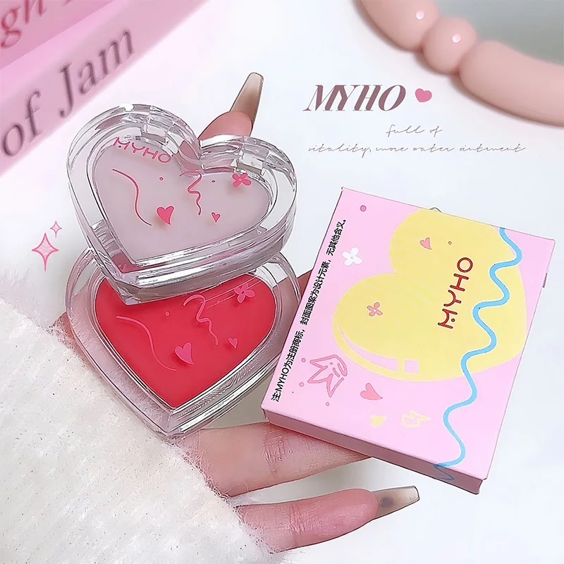 Love Powder Blusher Cream Clear Crystal Jelly Cream Face Brightening Contouring Blusher Highlighter Stick Natural Watery Skin