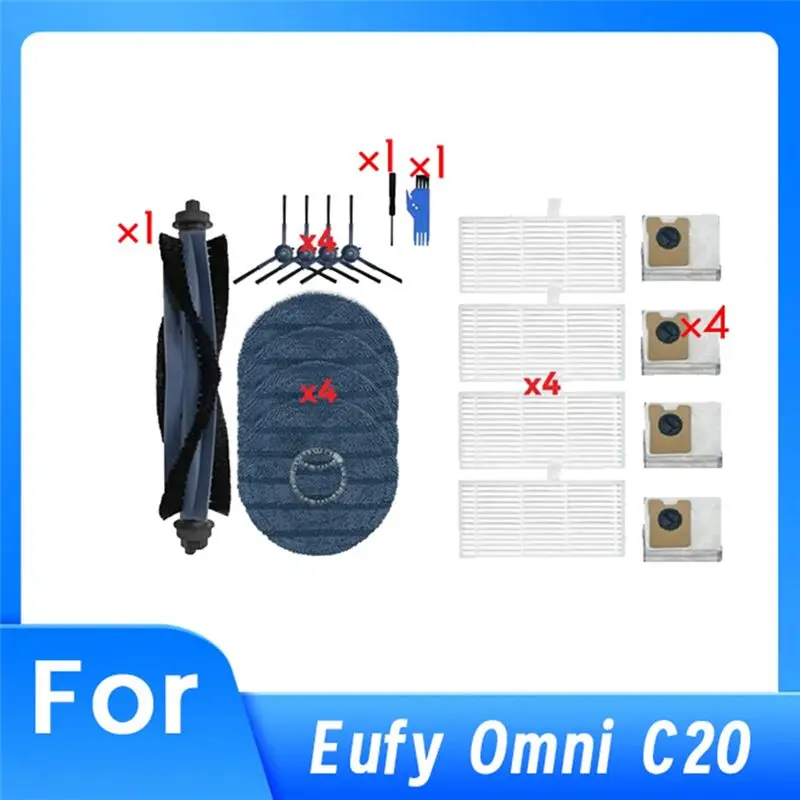 

Комплект аксессуаров BHTS-19PCS для робота-пылесоса Eufy Omni C20: основная и боковые щетки, HEPA-фильтр, салфетки для влажной уборки, мешки для сбора пыли