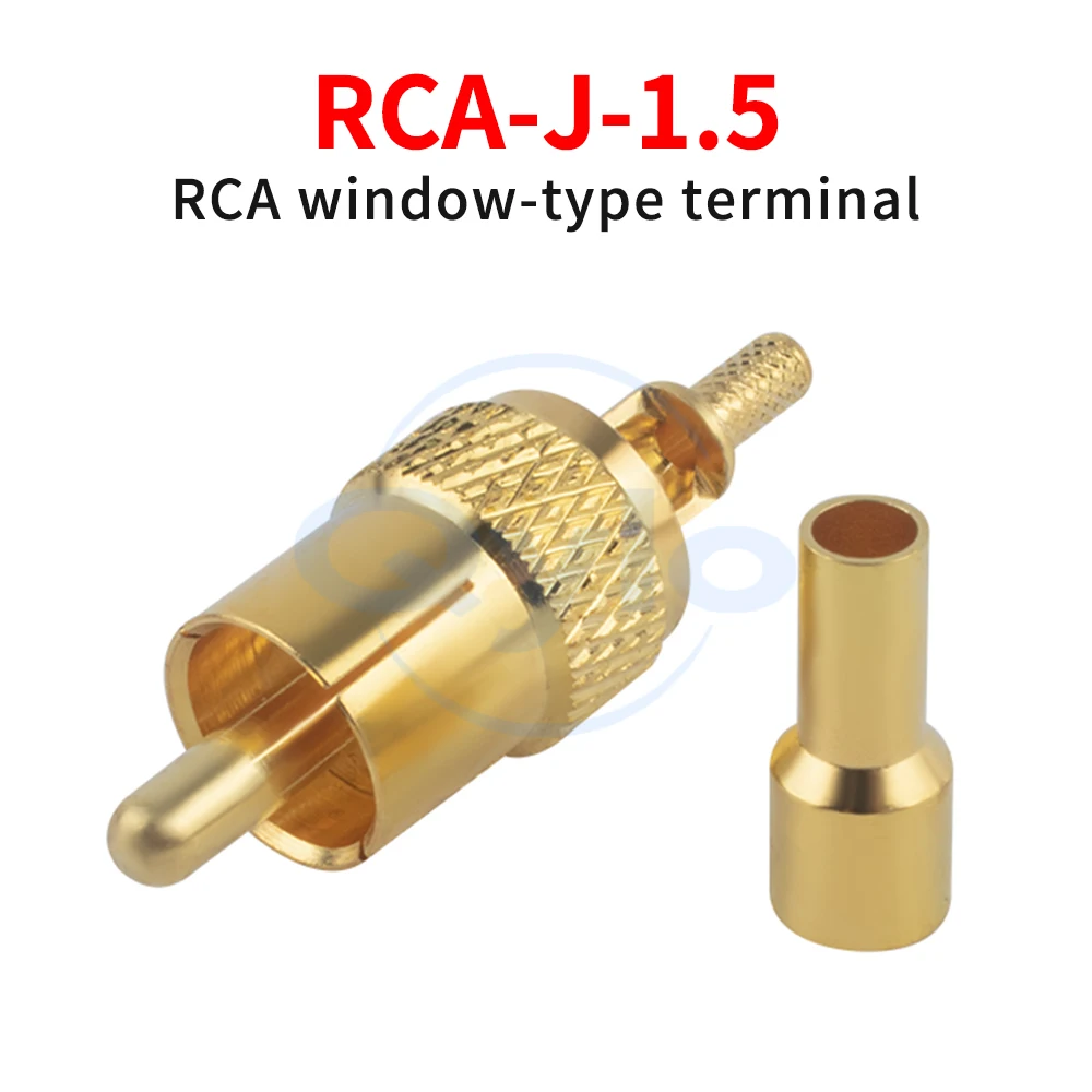 RCA-J-1.5 Open-Window Solid Copper Gold-Plated RCA/AV Audio Plug for Soldering RG316 and RG174 Cables (1 pcs)