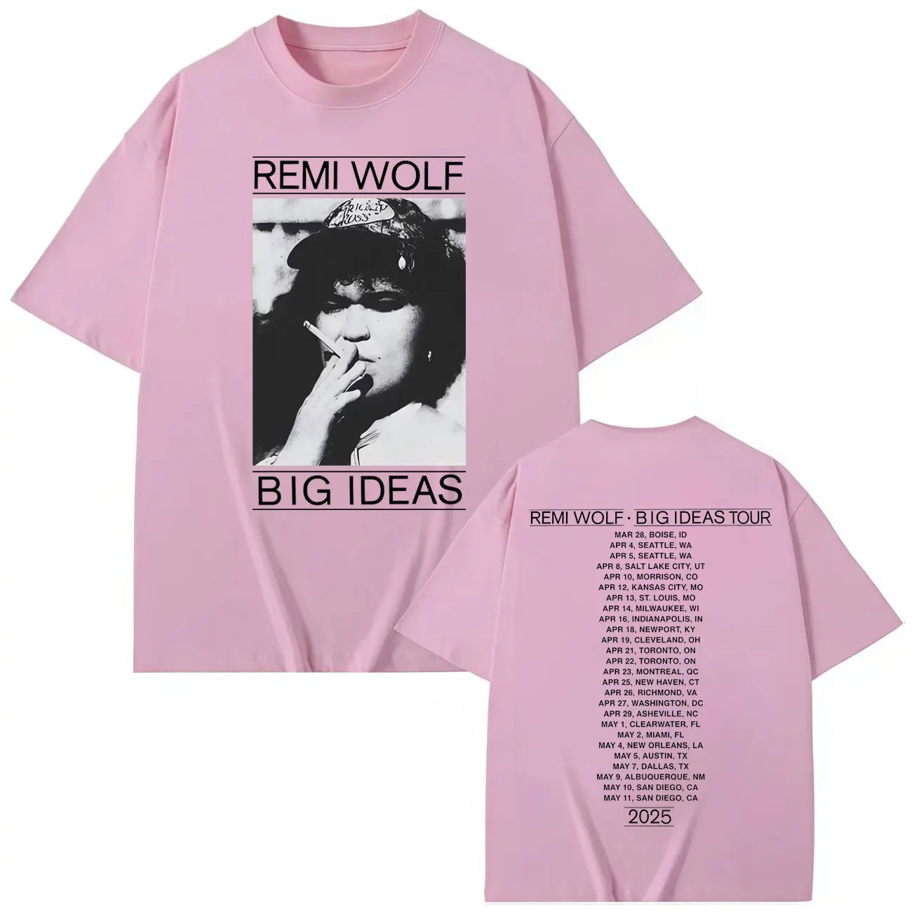 المغني ريمي وولف أفكار كبيرة جولة 2025 ميرش تي شيرت موضة خمر تي شيرتات قصيرة الاكمام الرجال النساء عادية فضفاض القطن تي شيرت