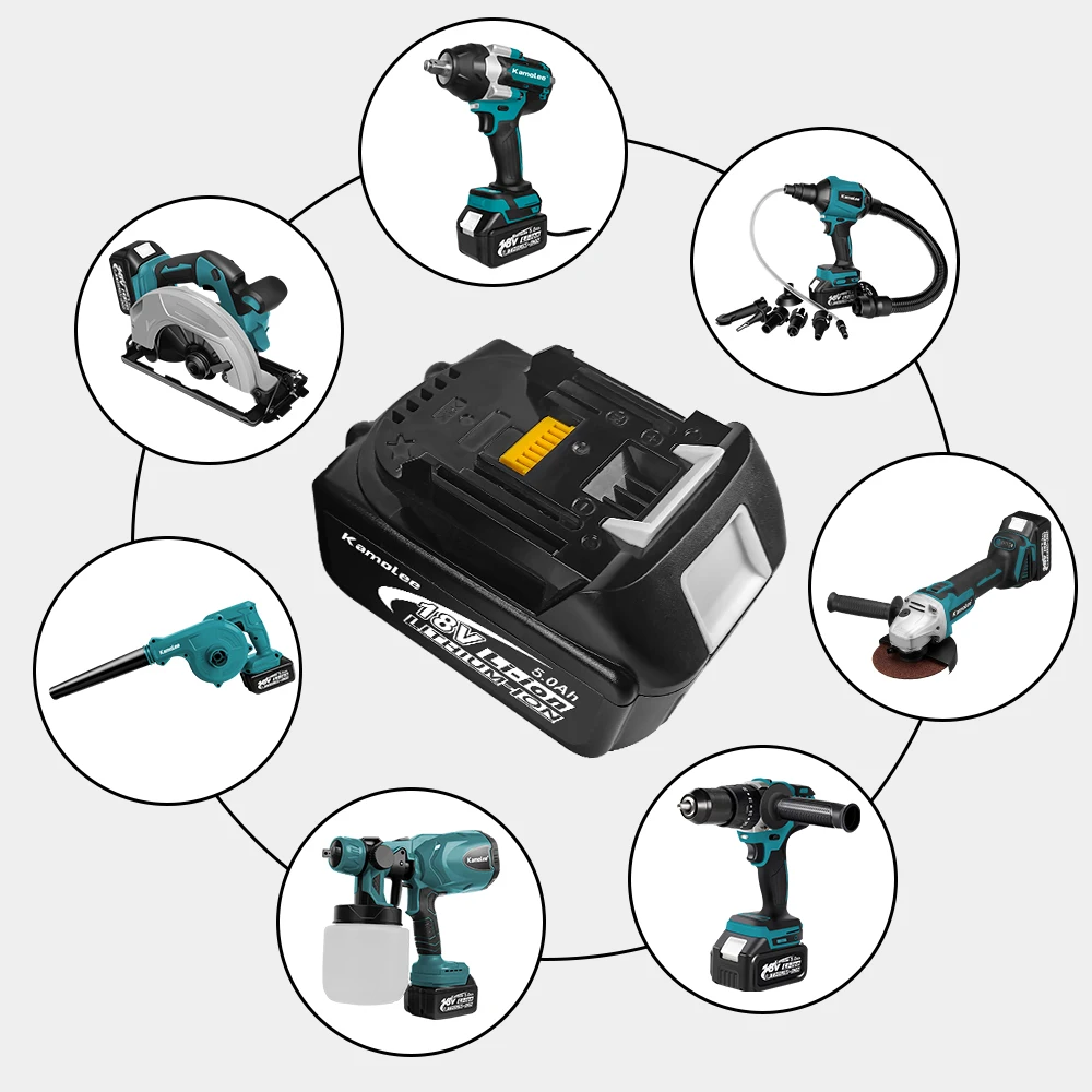 Kamolee 18V 5000mAh Li-ion Battery BL1860 Hand drill Battery Power tools