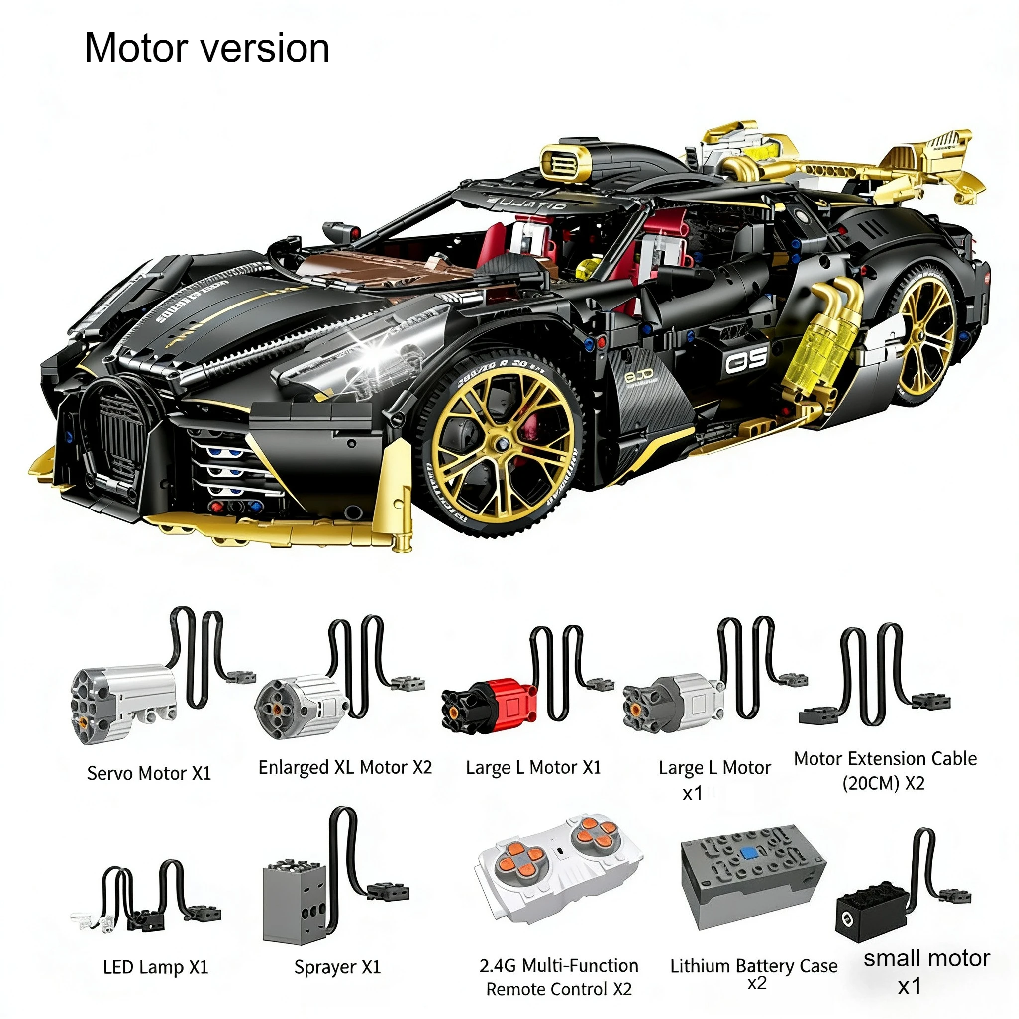 3976pcs 1:8 Remote Control Super Sports Car Building Block MOC Speed Vehicle Technology Model Black Bricks Toy for Boys Adult