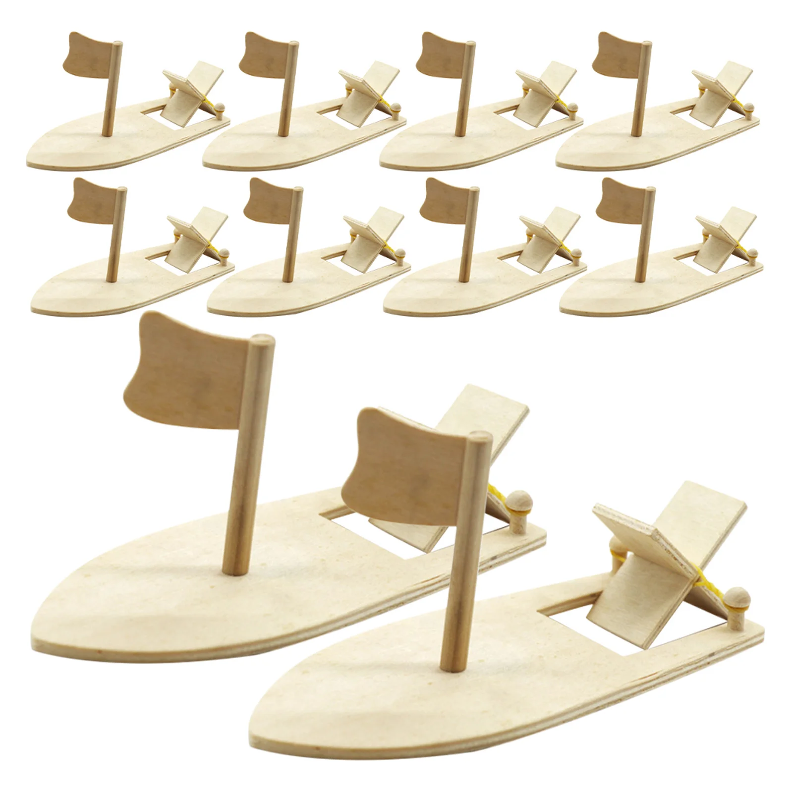 10 قطعة لتقوم بها بنفسك مجموعة المراكب الشراعية الخشبية للأطفال اللوحة الحرفية قارب فارغ للأطفال ديكور المنزل مدرسة حفلة مجموعة الحرف الخشبية