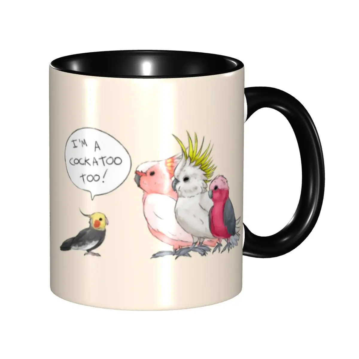 Funny Cockatoo Cockatiel Coffee Mug DIY Personalized Parrot Birds Ceramic Mug Creative Present