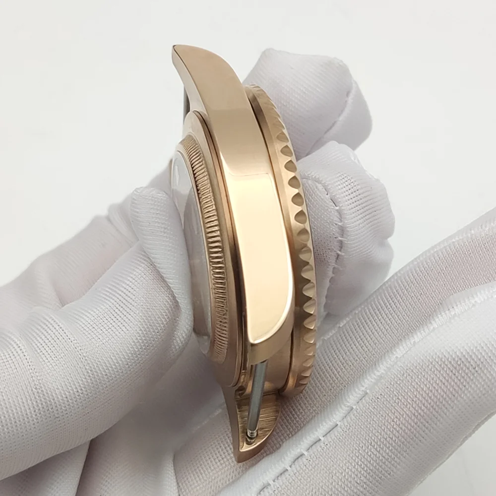 حافظة رجالية فاخرة باللون الذهبي الوردي ، طقم تحويل ساعة 40 مللي متر لحركة NH35/NH36 ، حافظة مقاومة للماء