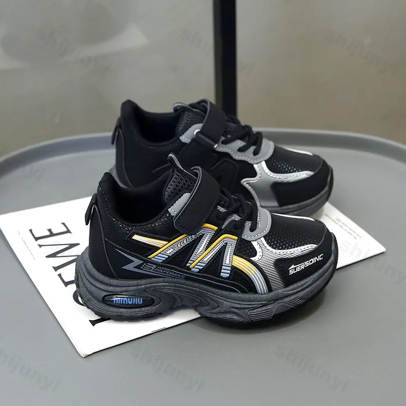 Children's Mesh Breathable Low Top Thick Sole Casual Sport Shoes 2025 Autumn Boys' Fashion Versatile Comfortable Chunky Sneakers