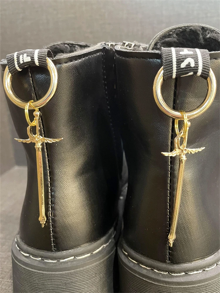 

2PCS Punk Gold Cross Sword Shoe Charms For Boots Personality Shoes Pendant Decorations Funny Shoe Buckle Decor Diy Accessories