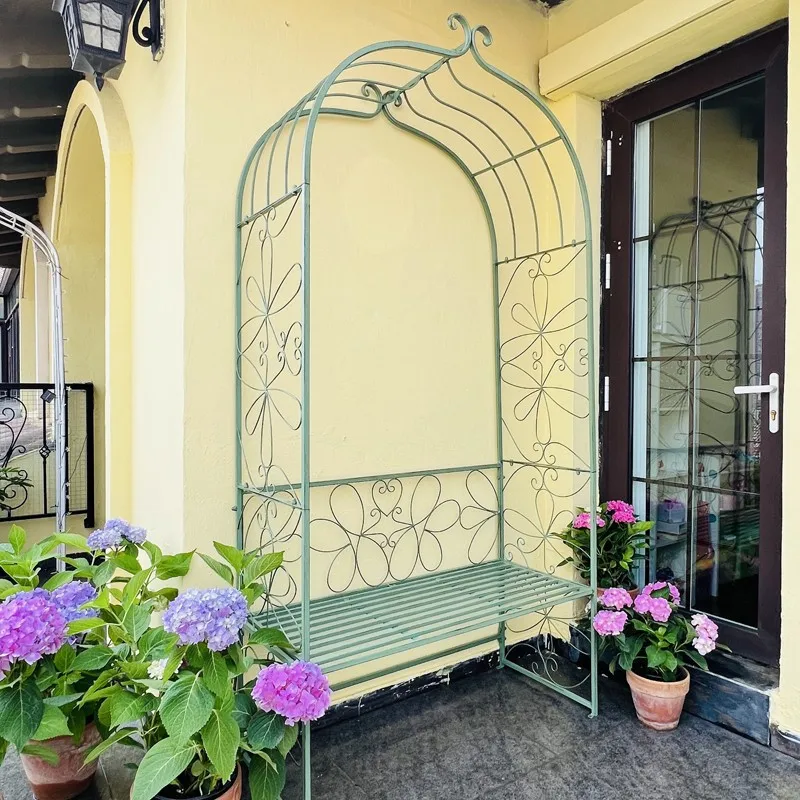 European arch flower stand outdoor courtyard wrought iron arch door outdoor climbing vine stand 6