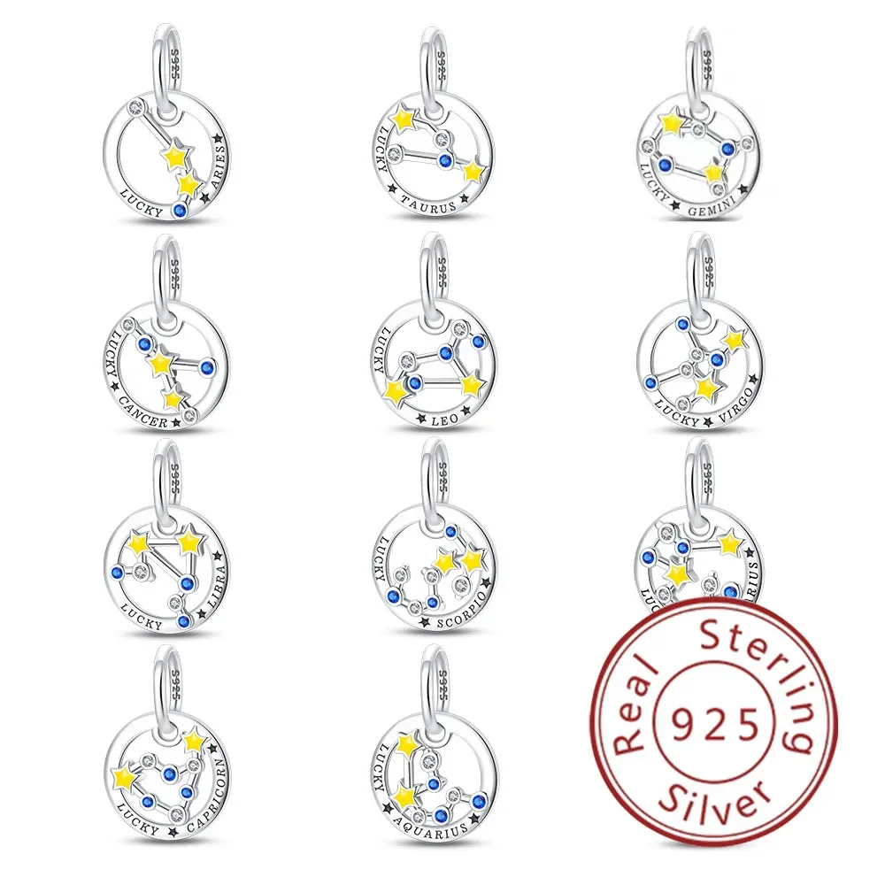 

Silver 925 Twelve Constellations Charms Beads Fit Pandora Bracelet Charm for Women DIY Making Accessories Jewelry