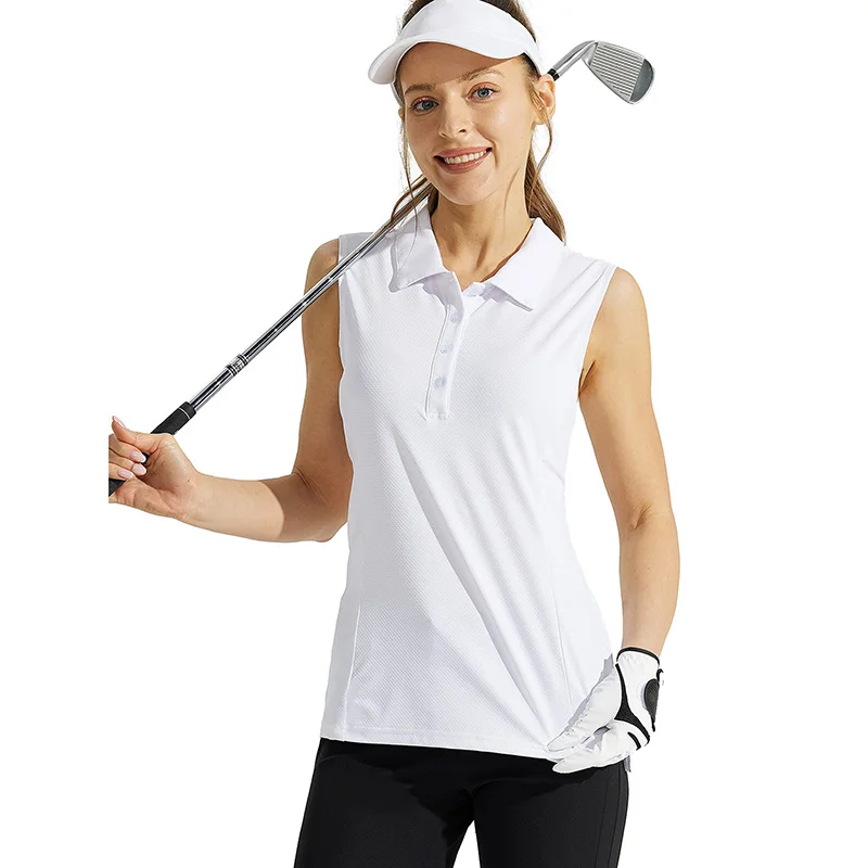 TaoBo Sleeveless Women Golf T-Shirt Solid Color Breathable Polo Shirt Quick Dry Golf Tennis Athletic Tank Tops Outdoor Sports