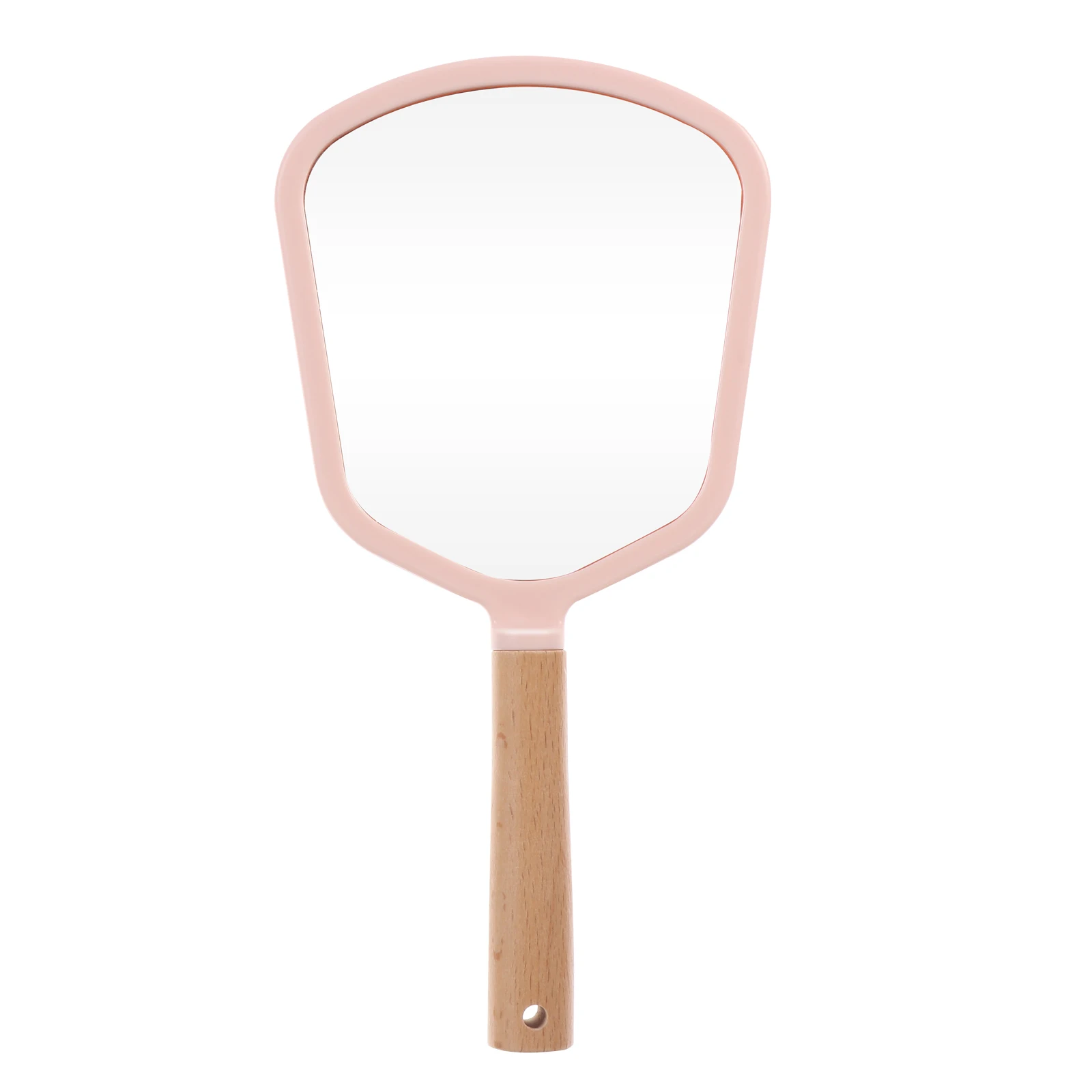 Handheld Makeup Heart Shaped Plastic Portable Solid Wood Handle High Definition Handheld Mirror Bath Accessories