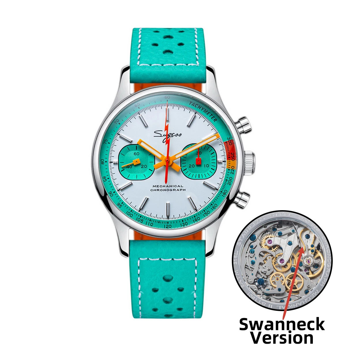 Sugess Chronograph Watch for Man ST19 Swanneck Movement Mechanical