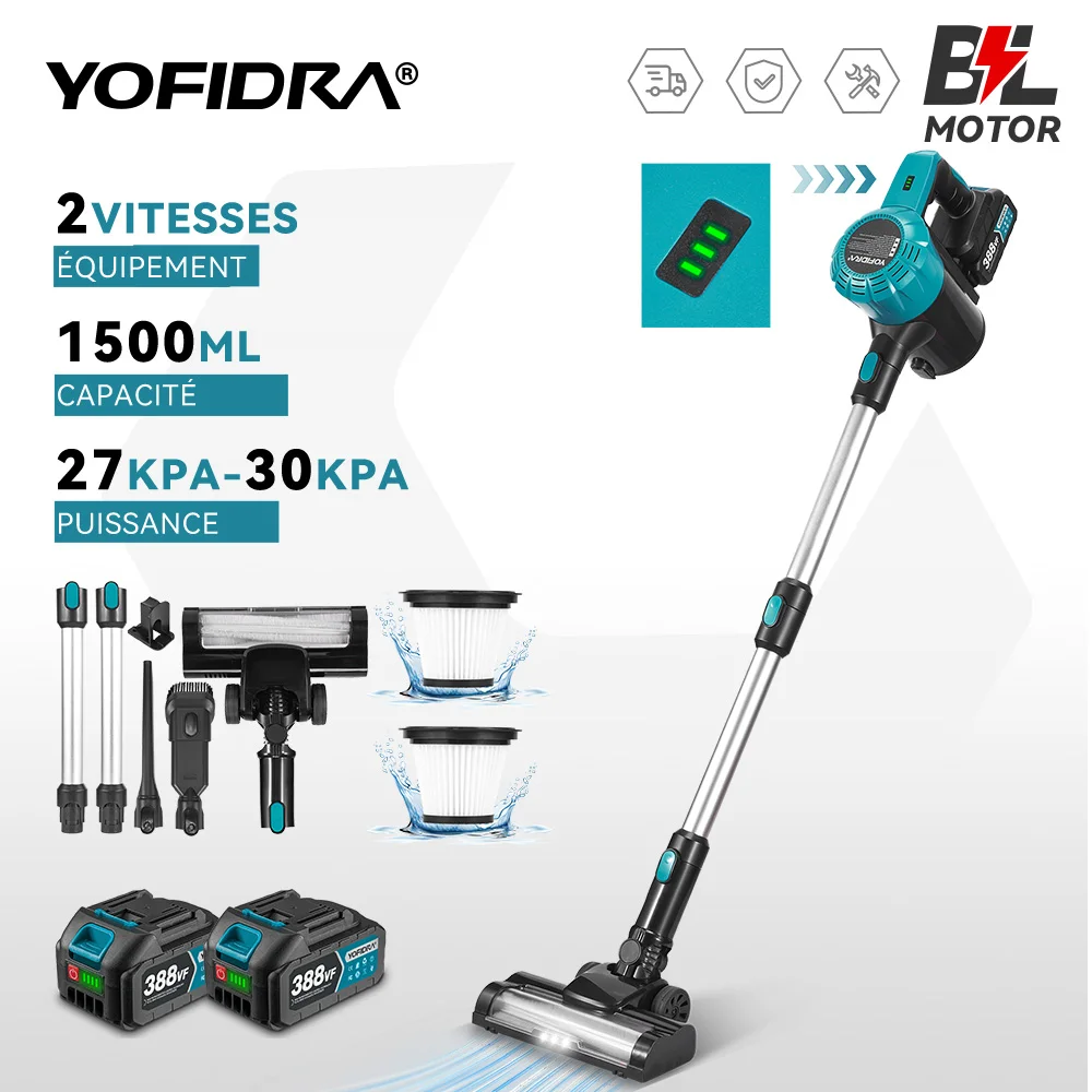YOFIDRA 1800W aspirateur sans brosse 30KPa 1.5L Portable puissant aspiration outils de nettoyage ménager pour Makita 18V batterie broche