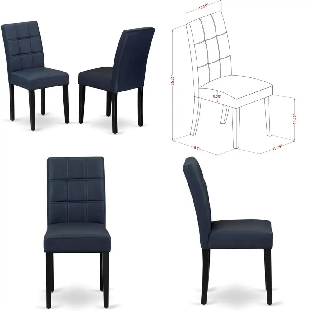 كراسي بارسونز مبطنة من قماش البوليستر باللون الأزرق الداكن مع مسند ظهر أنيق - أثاث غرفة الطعام الحديثة #1