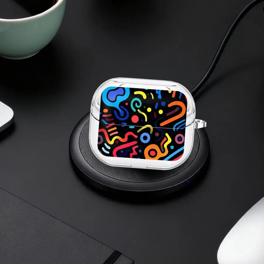 

Case For Samsung Galaxy Buds 3 FE Live 2 4Pro 3Pro 4 Pro 2Pro Clear Earphone Cases Cover With Hook Colorful Pattern