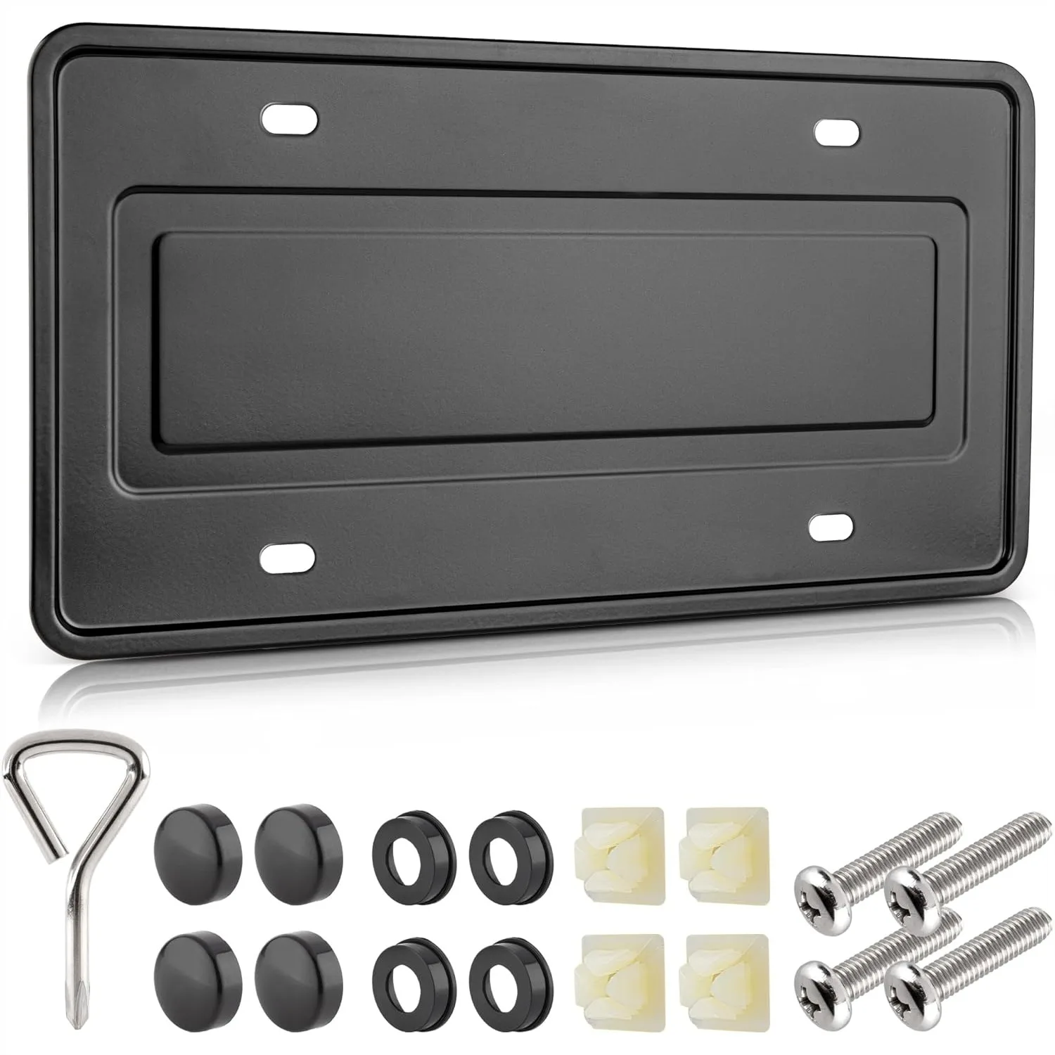 

Stainless Steel License Plate Frame Holder 6x12 Inch Car Tag for SUV Pickup Truck Trailer Front Rear Bumper with Screw