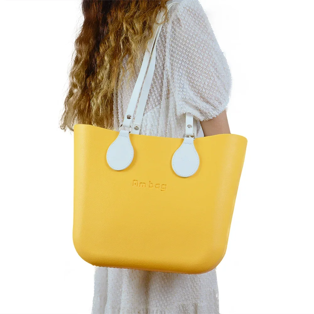 New Arrival Tanqu Long Edge Painting Handles Leather Flat PU Belt Drop End with Silver Rivet for OBag for EVA O Bag Body