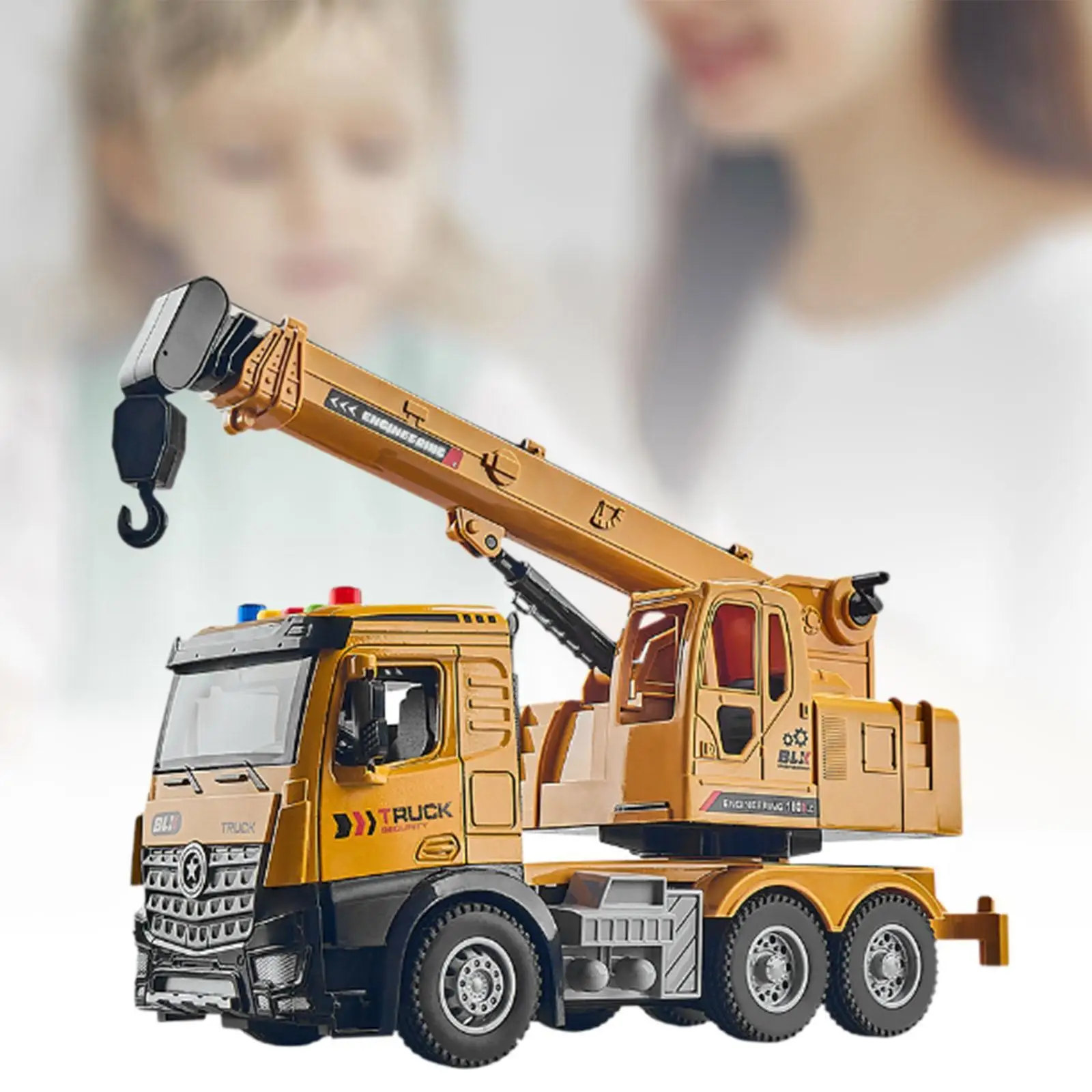 Crane Truck Toy Flexible Joints Simulation Birthday Gift Realistic Pretend Play Crane Toy Trucks for Boys Ages 3-7 Toddlers Kids