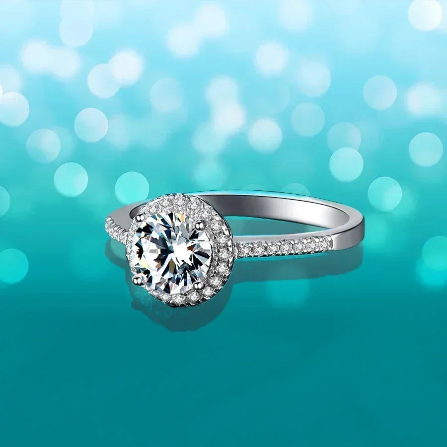 Designer Jewelry Circular 0.3/2 Carat D Color Moissanite Simple Womens Ring,18K White Gold Ring Nice Gift for Girlfriend or Wife