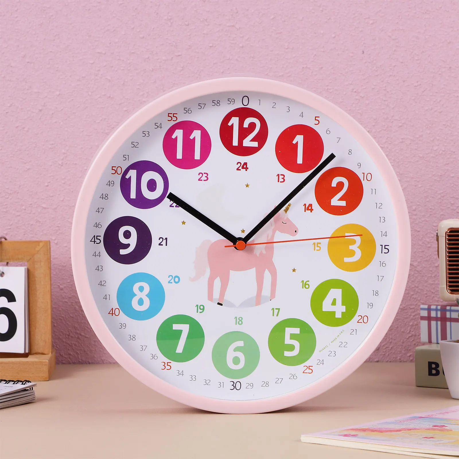 Learning Clock Silent Non Ticking Wall Clock Featuring Colorful Numbers Playful Patterns Time Teaching Tool Nursery