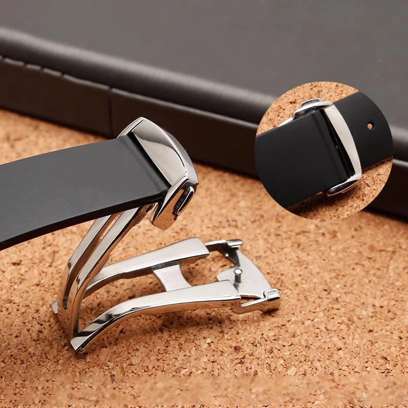 الفولاذ المقاوم للصدأ مشبك ساعة ل أوميغا نشر المشبك الجلود ساعة مطاطية الفرقة فراشة زر للطي مشبك 16 مللي متر 18 مللي متر 20 مللي متر #1