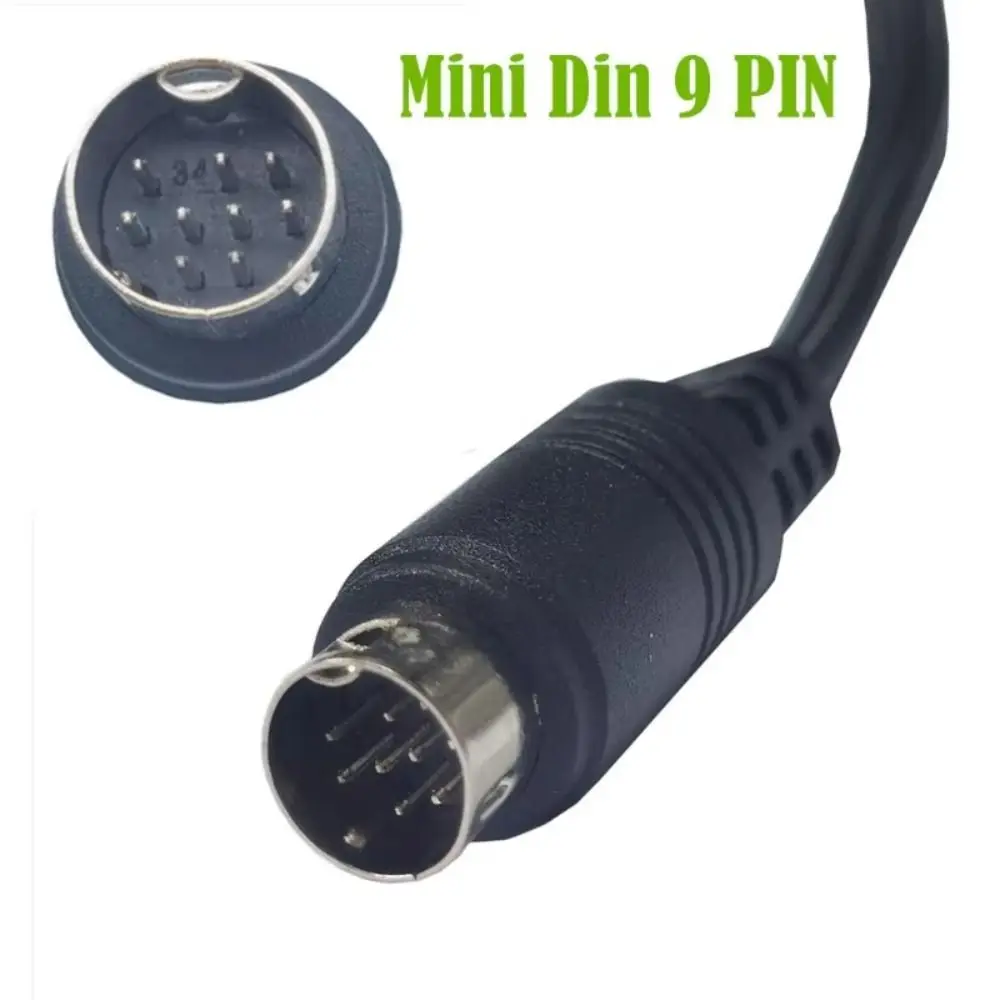 New Male to Female Mini DIN 9-Pin Cable Multiple Sizes 90 Degree Bend S-Video Cable PVC Durable AV Cable Set-Top Box