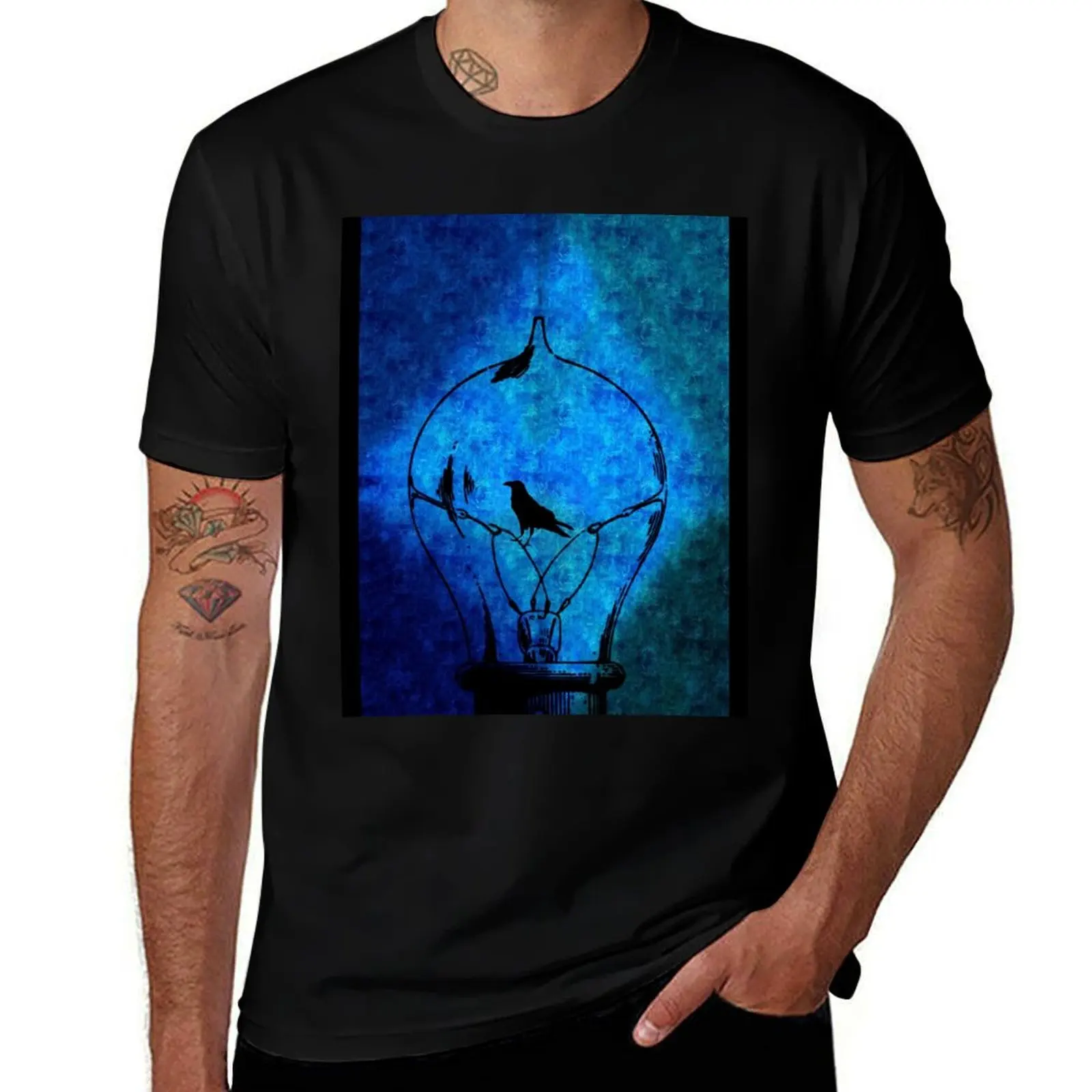 

Lightbulb Crow T-Shirt t shirt for man man t shirts for men casual man t shirt heavy cotton T-shirt