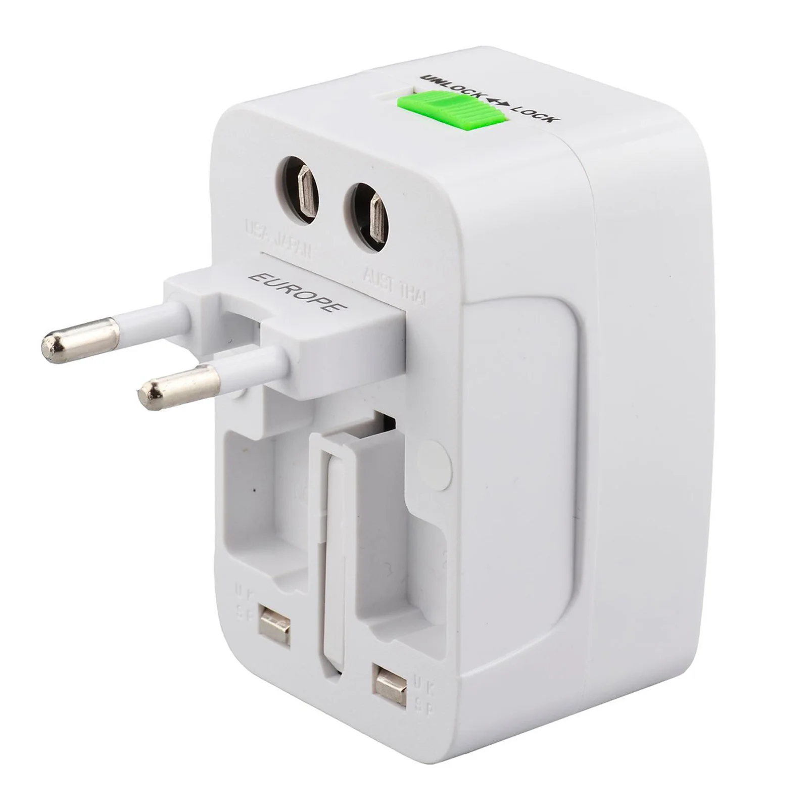 125-250V 6A World Power Plug Adapter 4 in 1 Universal Travel Power Plug Converter Portable Wall Charger Converter White