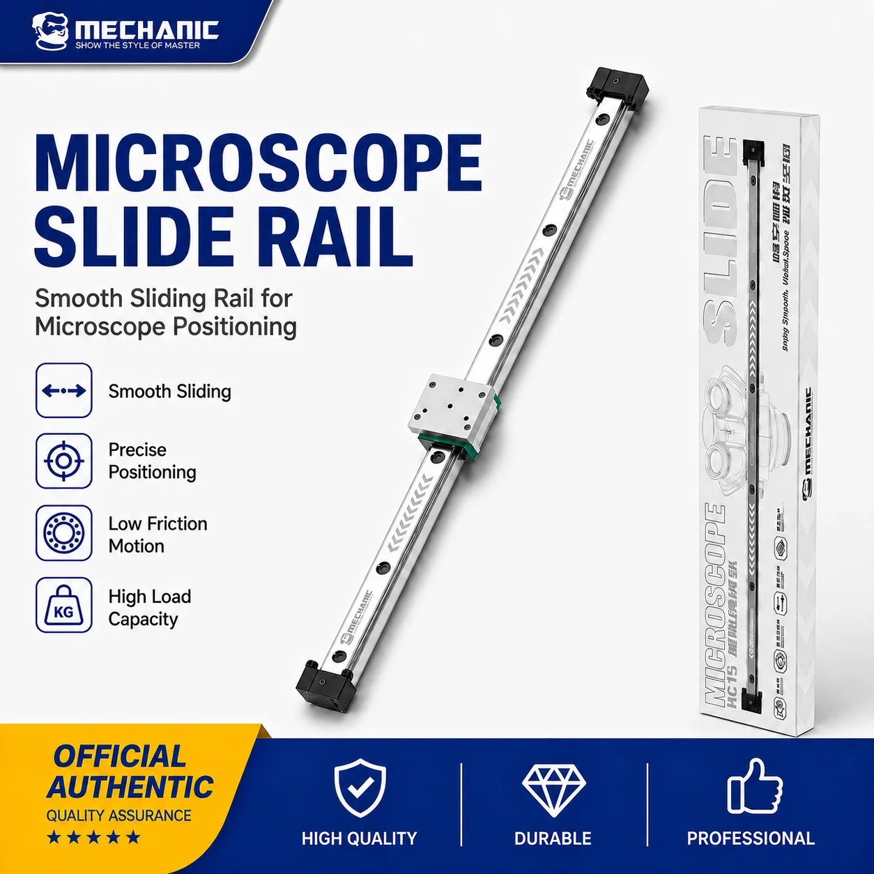 MECHANIC HG15 352mm Microscope Slide Rail Alloy Steel Track Smooth Noiseless Precision Positioning for Phone PCB Solder Repair
