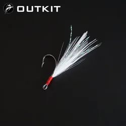 OUTKIT 10pcs 높은 탄소 강철 낚시 단일 후크 깃털 잉어 후크 낚시 후크 미끼 숟가락에 대 한 반지 물고기 후크