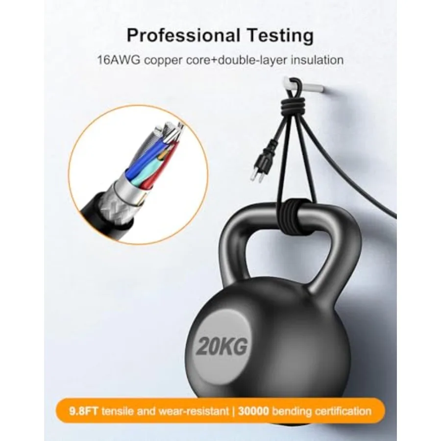 Conference Table Hub Power Outlet with 3 AC Power Outlets and USB Fast Charging 9.8FT Power Cord Embedded Outlets Heavy-Duty De