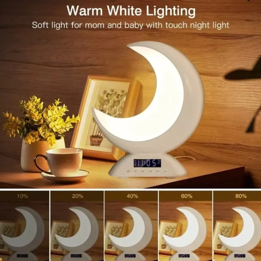 Moon Shaped Wire Bluetooth Touch Adjustable Bedroom Sound Ambient Romantic Lighting Alarm Clock Function for Party Multi-Scene