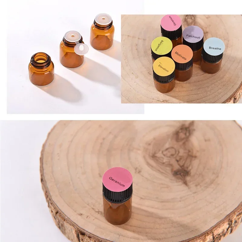 100PcsLot 1/2/3/5ml Essential Oil Bottles Amber Glass Mini Perfume Vials Refillable Bottle Sample Test Bottle Cosmetic Container