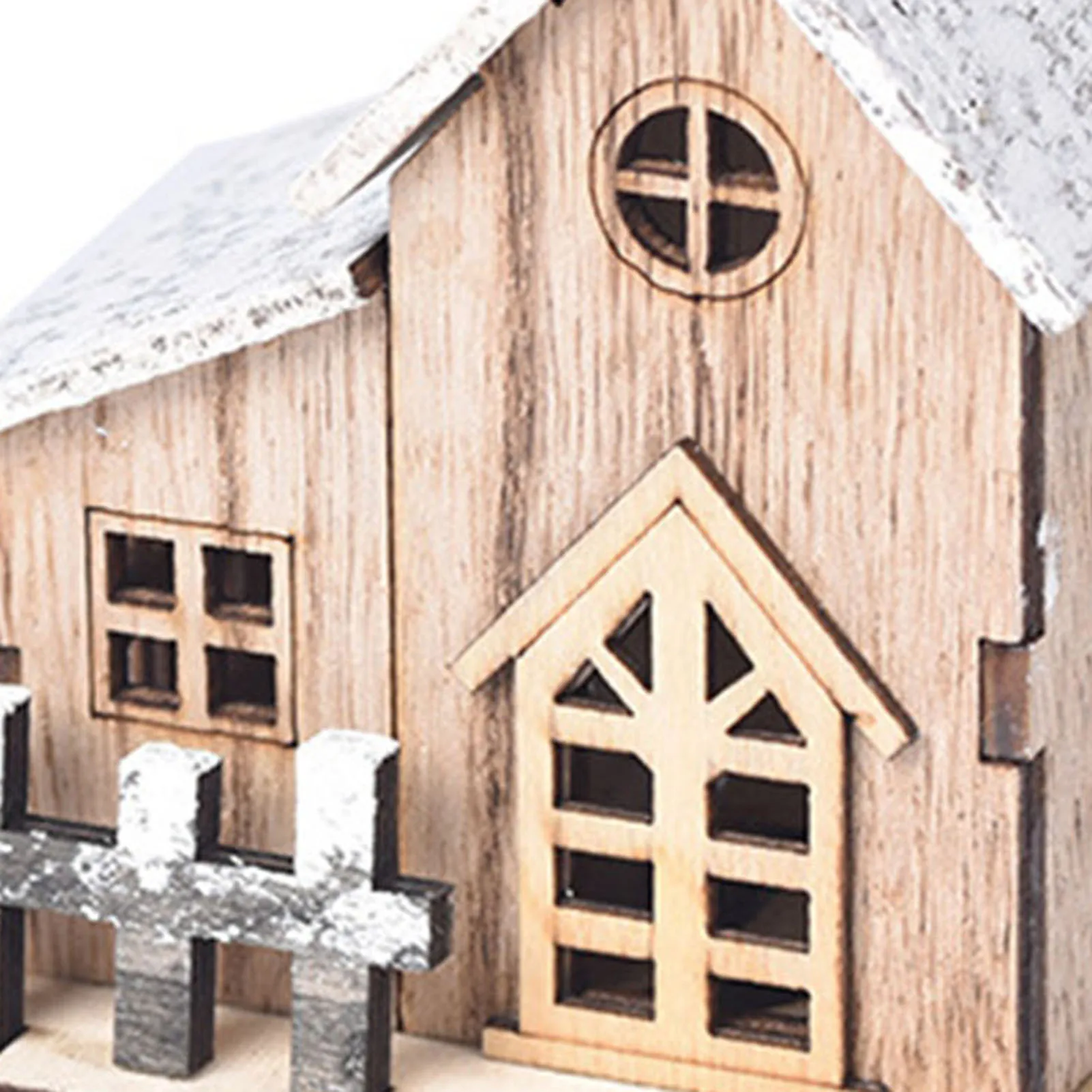 Christmas Wood Village House Easily Personalized Kid Bedroom Decorations Suitable For Living Room Window Cupboard Dinning Table