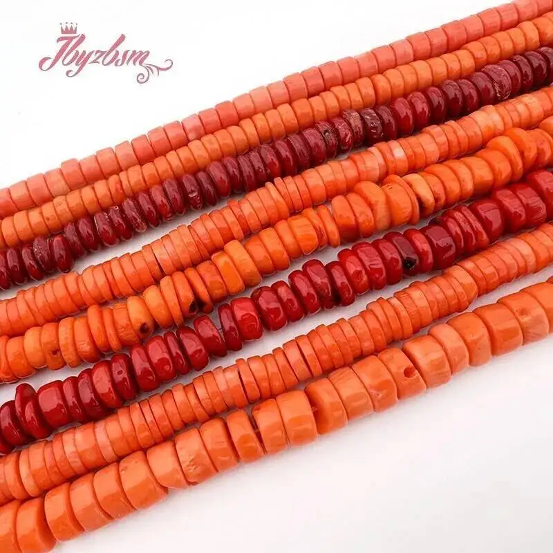 

Natural Coral Stone Beads Rondelle Shape Loose Spacer Strand 15Inches For Jewelry Making DIY Necklace Bracelets Fashion Style